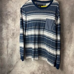 Banana Republic Blue & White Striped Long Sleeve Pocket Tee XL